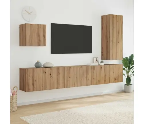 Tv Sienas Stiprinājums 5 Pcs Artisānā Ozols Inženierijas Koks Vidaxl