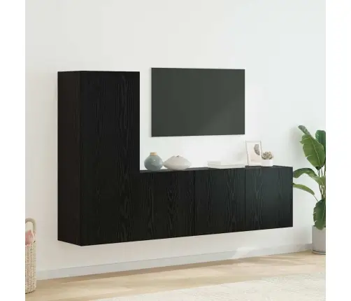 Teleri Seinakapp Seinale Kinnitatav 5 Pcs Must Tamm Tehispuit