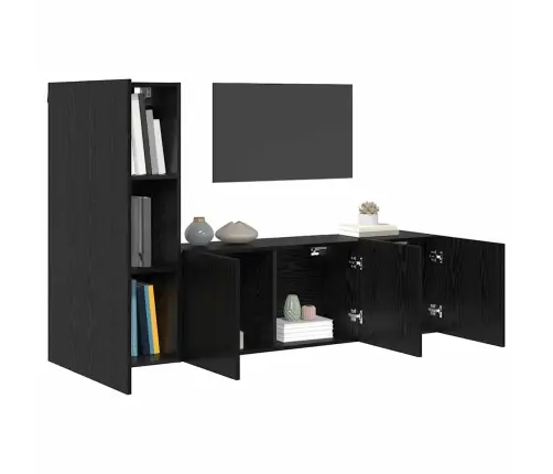 Teleri Seinakapp Seinale Kinnitatav 5 Pcs Must Tamm Tehispuit