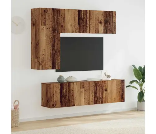 Teleri Seinakapp Seinale Kinnitatav 5 Pcs Vana Puit Tehispuit