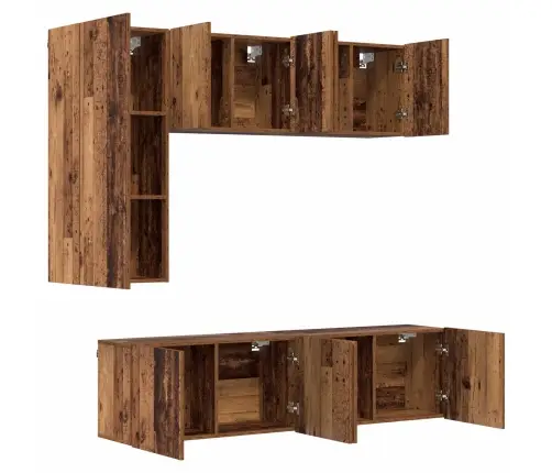 Teleri Seinakapp Seinale Kinnitatav 5 Pcs Vana Puit Tehispuit