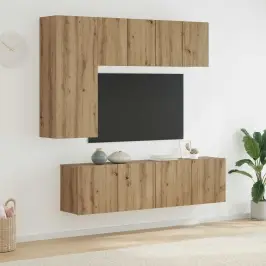 Tv Sienas Stiprinājums 5 Pcs Artisānā Ozols Inženierijas Koks Vidaxl