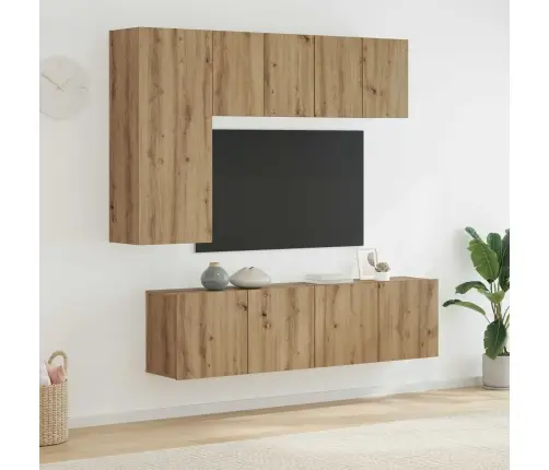 Tv Sienas Stiprinājums 5 Pcs Artisānā Ozols Inženierijas Koks Vidaxl