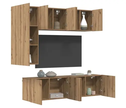 Tv Sienas Stiprinājums 5 Pcs Artisānā Ozols Inženierijas Koks Vidaxl