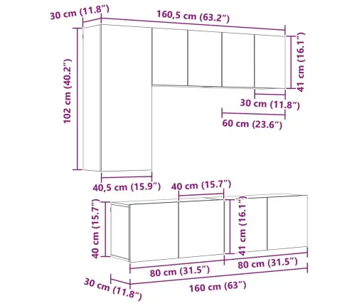 Tv Sienas Stiprinājums 5 Pcs Artisānā Ozols Inženierijas Koks Vidaxl