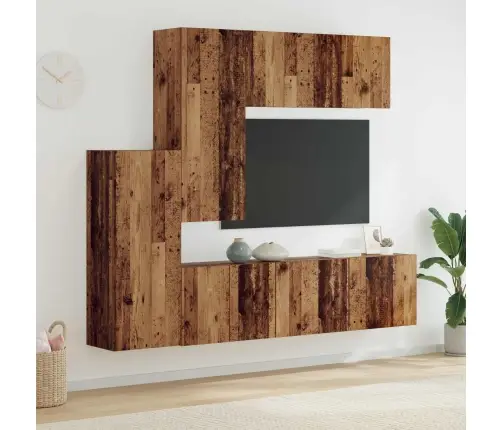 Tv Sienas Stiprinājums 5 Pcs Vecs Koks Inženierijas Koks Vidaxl