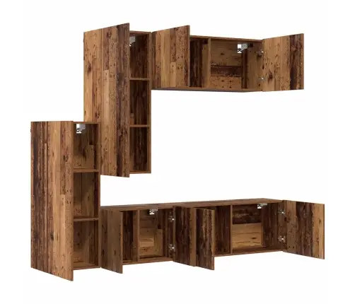 Tv Sienas Stiprinājums 5 Pcs Vecs Koks Inženierijas Koks Vidaxl