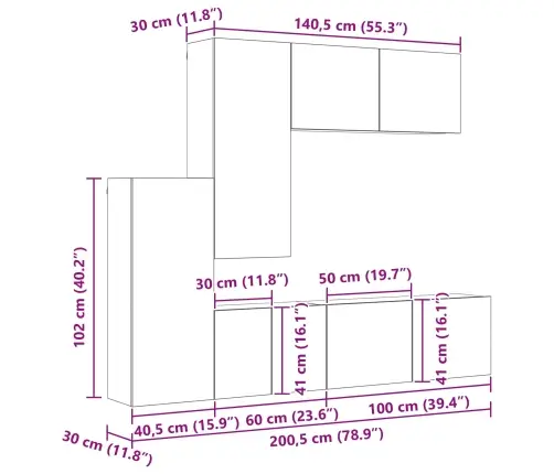 Tv Sienas Stiprinājums 5 Pcs Vecs Koks Inženierijas Koks Vidaxl