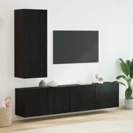 Tv Seinakapikomplekt 5 Pcs Must Tamm Tehispuit