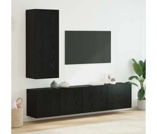 Tv Seinakapikomplekt 5 Pcs Must Tamm Tehispuit