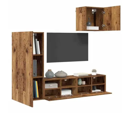 Tv Seinaüksused 4 Pcs Vana Puit Tehispuit