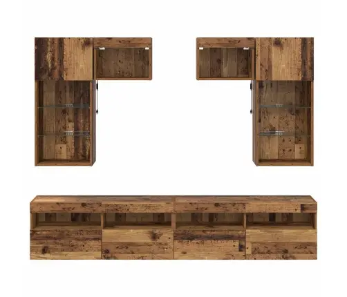 Tv Sienas Vienības 6 Pcs Melns Ozolkoks 100 X 30 X 40 Cm Vidaxl