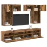 Tv Sienas Vienības 6 Pcs Melns Ozolkoks 100 X 30 X 40 Cm Vidaxl