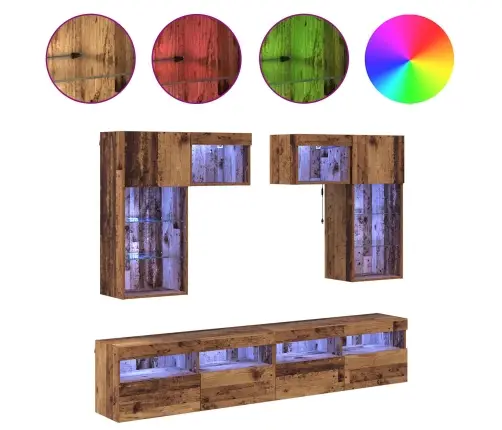 Tv Sienas Vienības 6 Pcs Melns Ozolkoks 100 X 30 X 40 Cm Vidaxl