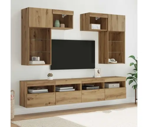 Tv Sienas Vienības 6 Pcs Vecs Koks 100 X 30 X 40 Cm Vidaxl