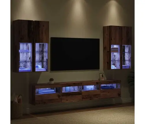 Televizora Sienas Skapīša Komplekts Ar Led Gaismām 7 Pcs Vidaxl