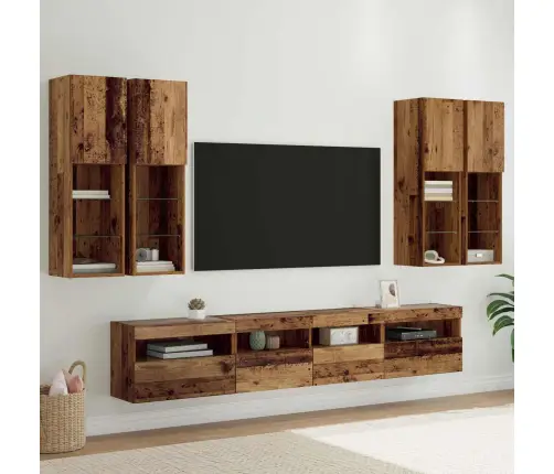 Televizora Sienas Skapīša Komplekts Ar Led Gaismām 7 Pcs Vidaxl