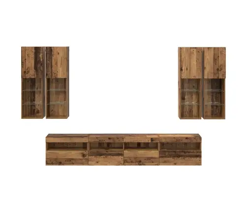 Televizora Sienas Skapīša Komplekts Ar Led Gaismām 7 Pcs Vidaxl