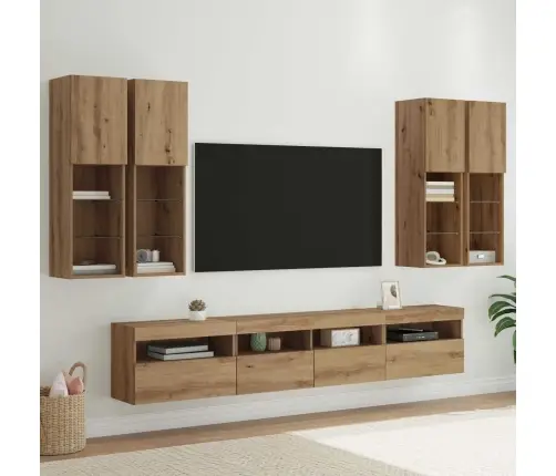 Televizora Sienas Skapīša Komplekts Ar Led Gaismām 7 Pcs Vidaxl