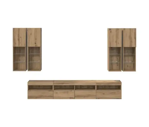 Televizora Sienas Skapīša Komplekts Ar Led Gaismām 7 Pcs Vidaxl