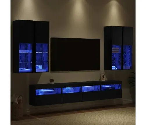Televizora Sienas Skapīša Komplekts Ar Led Gaismām 7 Pcs Vidaxl