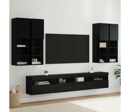 Televizora Sienas Skapīša Komplekts Ar Led Gaismām 7 Pcs Vidaxl