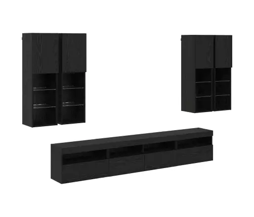 Televizora Sienas Skapīša Komplekts Ar Led Gaismām 7 Pcs Vidaxl