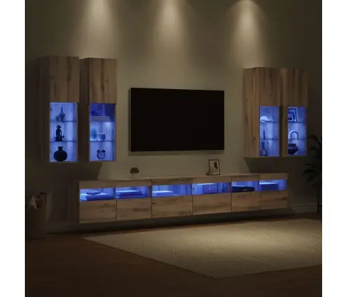 Televizora Sienas Skapja Komplekts 7 Pcs Artisānā Ozols Vidaxl