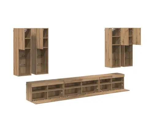 Televizora Sienas Skapja Komplekts 7 Pcs Artisānā Ozols Vidaxl
