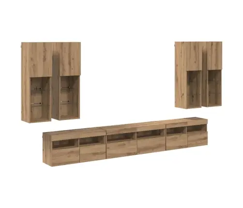 Televizora Sienas Skapja Komplekts 7 Pcs Artisānā Ozols Vidaxl