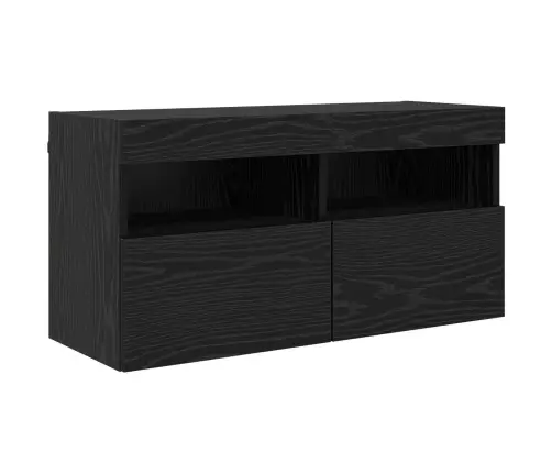 Televizora Sienas Skapja Komplekts 7 Pcs Melns Ozolkoks Vidaxl