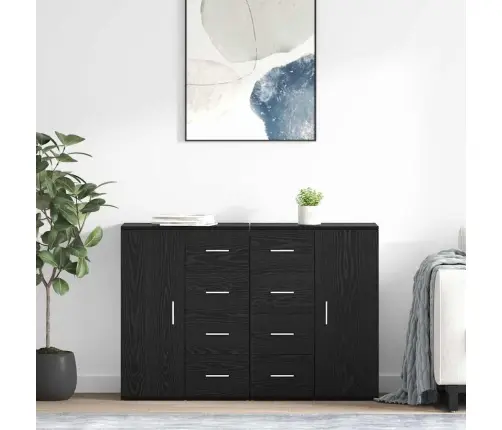 Sānu Skapji Corona 2 Pcs Melns Ozolkoks 59 X 39 X 80 Cm Vidaxl