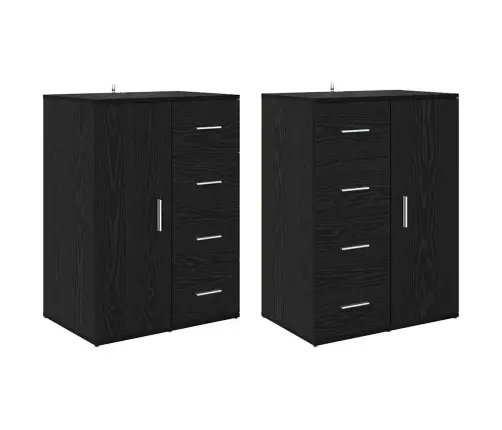 Sānu Skapji Corona 2 Pcs Melns Ozolkoks 59 X 39 X 80 Cm Vidaxl