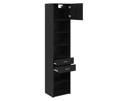 Aukštas Spintelė Su Stalčių Juodas Ąžuolas 50 X 42,5 X 225 Cm