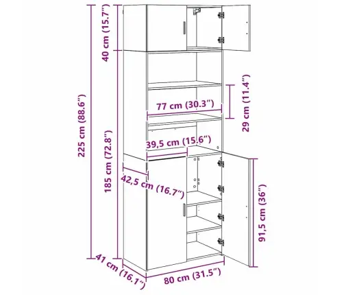 Skapītis Artisānā Ozols 80 X 42,5 X 225 Cm Inženierijas Koks Vidaxl