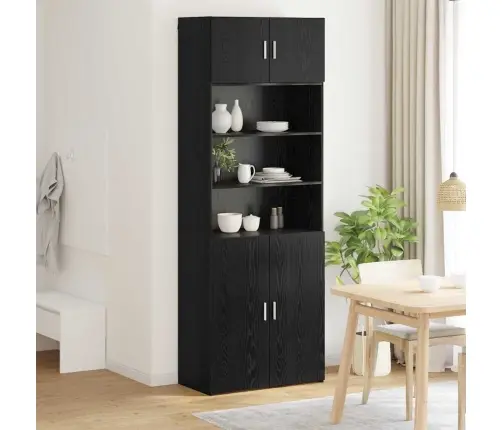 Skapītis Melns Ozolkoks 80 X 42,5 X 225 Cm Inženierijas Koks Vidaxl