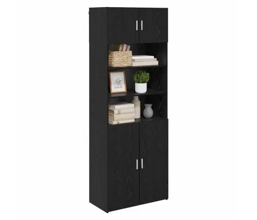 Skapītis Melns Ozolkoks 80 X 42,5 X 225 Cm Inženierijas Koks Vidaxl