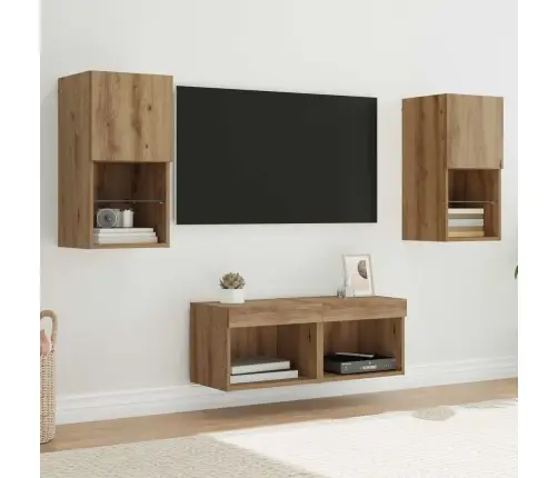 Tv Sienas Skapji 4 Pcs Artisānā Ozols 30,5 X 30 X 60 Cm Vidaxl