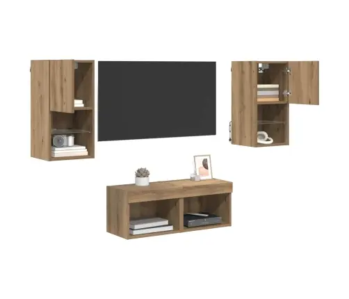 Tv Sienas Skapji 4 Pcs Artisānā Ozols 30,5 X 30 X 60 Cm Vidaxl