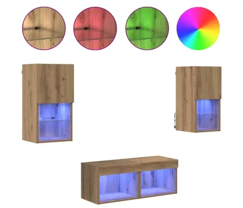 Tv Sienas Skapji 4 Pcs Artisānā Ozols 30,5 X 30 X 60 Cm Vidaxl