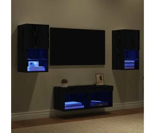 Tv Seinakapid Led -Ribatuledega 4 Pcs Must Tamm Tehispuit