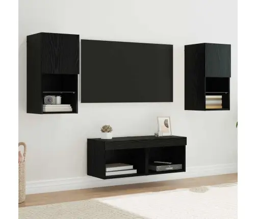 Tv Seinakapid Led -Ribatuledega 4 Pcs Must Tamm Tehispuit