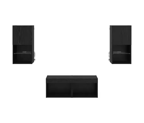 Tv Seinakapid Led -Ribatuledega 4 Pcs Must Tamm Tehispuit