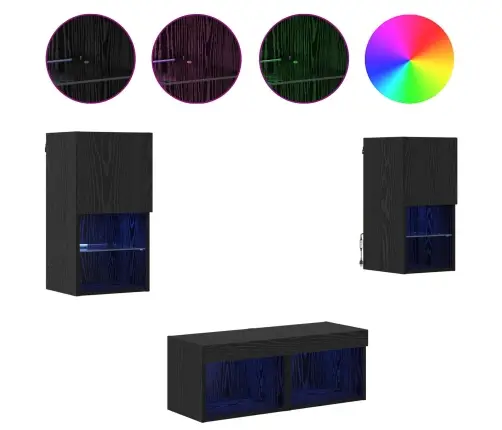 Tv Seinakapid Led -Ribatuledega 4 Pcs Must Tamm Tehispuit