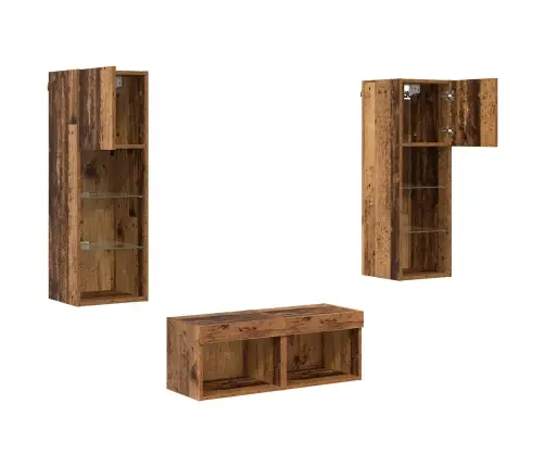 Tv Sienas Skapji 4 Pcs Artisānā Ozols 40 X 30 X 30 Cm Vidaxl