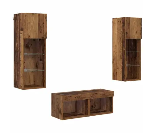 Tv Sienas Skapji 4 Pcs Artisānā Ozols 40 X 30 X 30 Cm Vidaxl