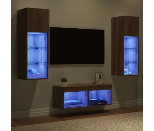 Tv Sienas Skapji 4 Pcs Melns Ozolkoks 40 X 30 X 30 Cm Vidaxl