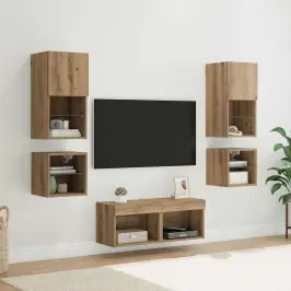 Tv Sienas Vienības 8 Pcs Artisānā Ozols Inženierijas Koks Vidaxl