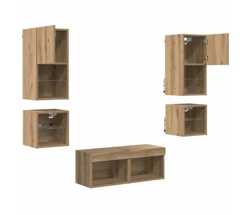 Tv Sieniniai Vienetai 8 Pcs Amatininkų Ąžuolas Apdirbta Mediena