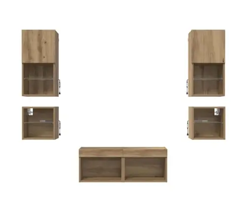 Tv Sieniniai Vienetai 8 Pcs Amatininkų Ąžuolas Apdirbta Mediena